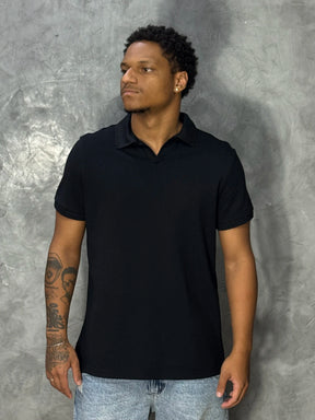 CAMISA POLO GOLA V - PRETA