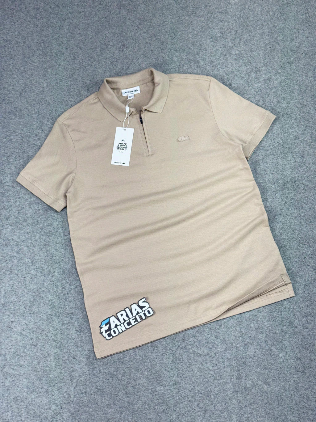 CAMISA POLO PIQUET LCST - BEGE C/ZÍPER